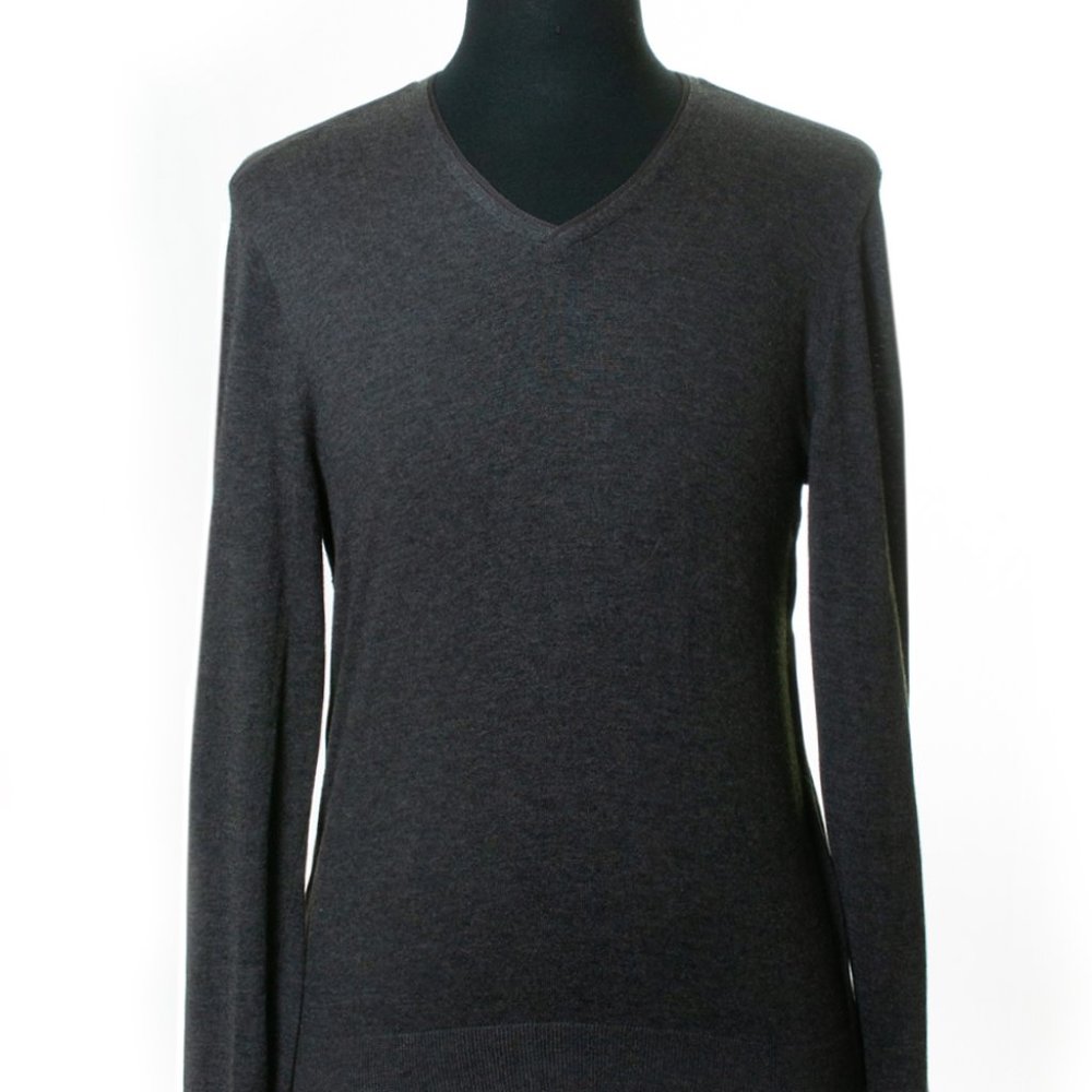 John Varvatos Lux Charcoal Grey V-Neck Sweater